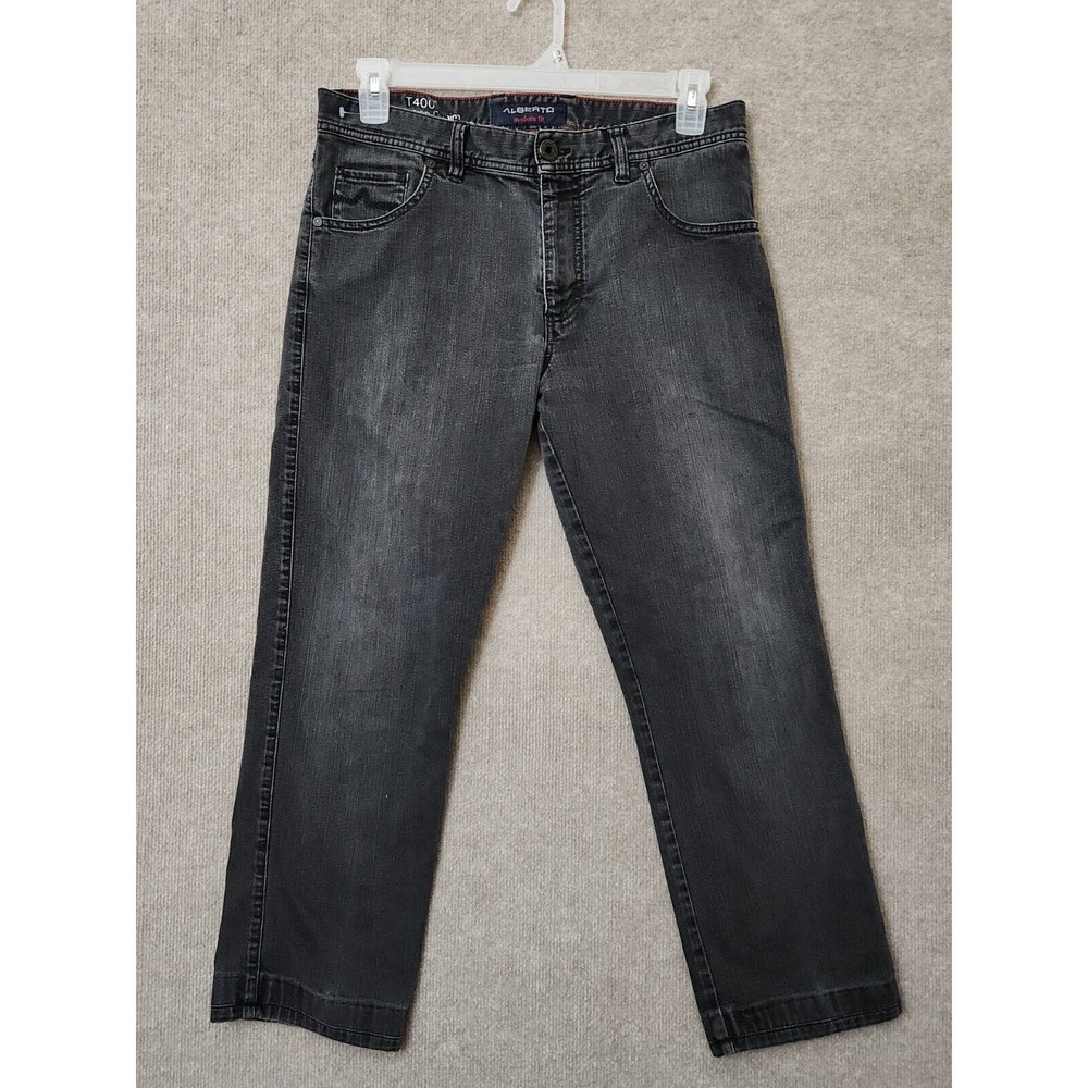 Alberto T400 Jeans Mens 34x34 (actual 34x28) Gray Stone Wash Modern Fit Distress